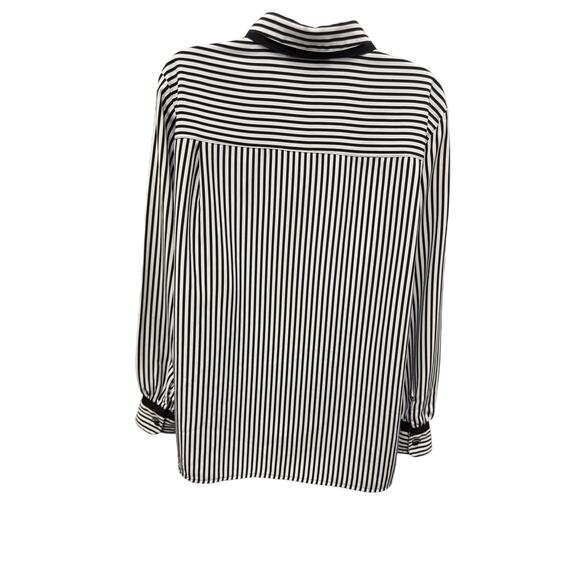 VTG Eva Laurel Women's SZ 16 Long Sleeve Black White Blouse Made USA Stripe - Picture 3 of 5